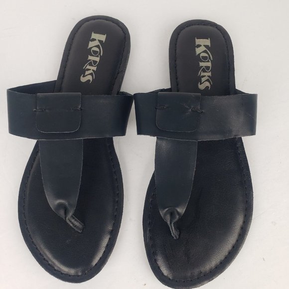 Korks Women's Black Flip Flop Sandals Black Size US 6 - Picture 2 of 8